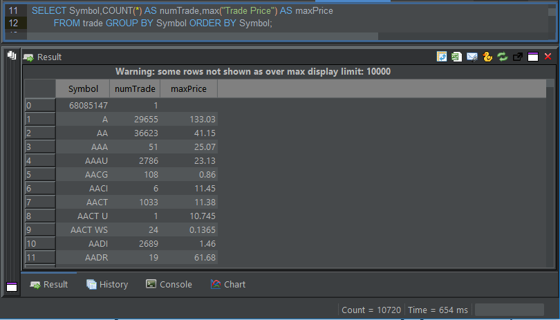 QStudio querying NYSE TAQ Data