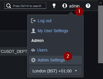 Admin Settings Menu