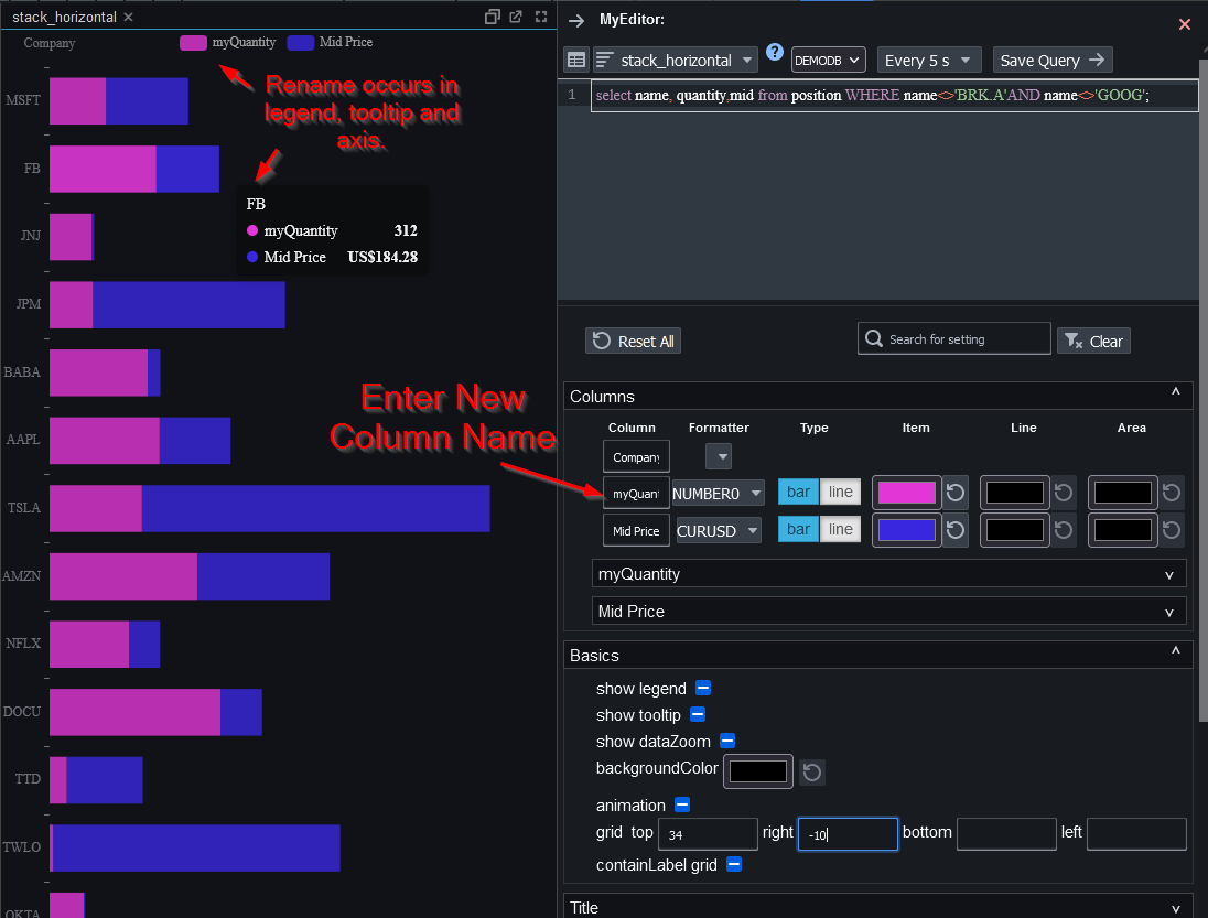 Renaming Chart Column