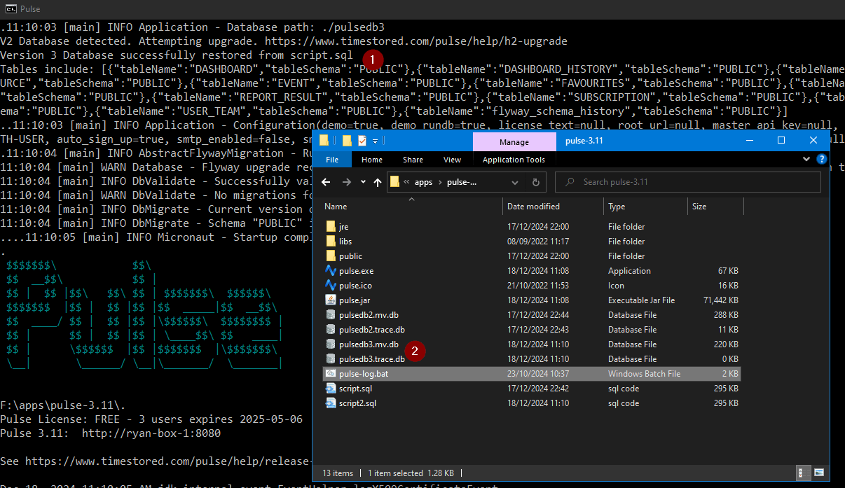 H2 Upgrade Pulse log