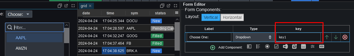 Dropdown Variable Key